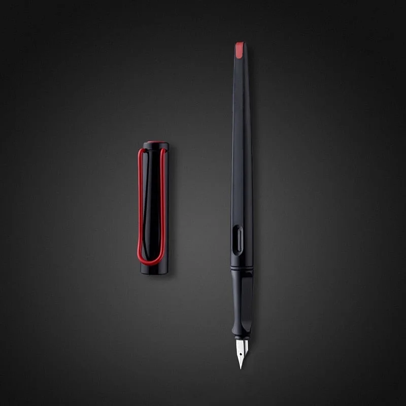 Fashion Black Fountain Pen Red Big Clip Plastic Long Body 0.38mm 0.5mm bent nib Ink Pens for Writing Office Supplies Stationery