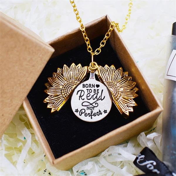 Born to Be Real not Perfect Sunflower Necklace