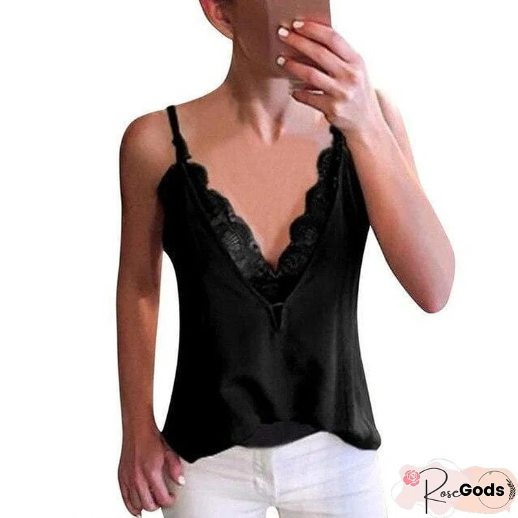 Lace Patchwork Strappy Sleeveless Camis Vest
