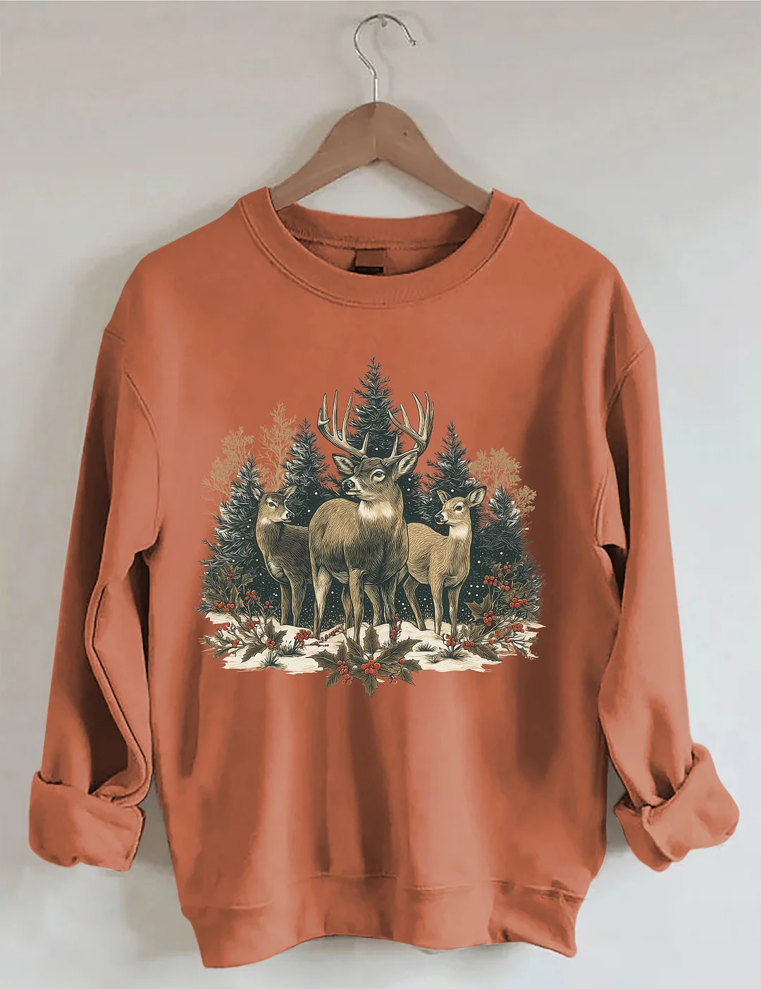 Retro Christmas Deer Sweatshirt