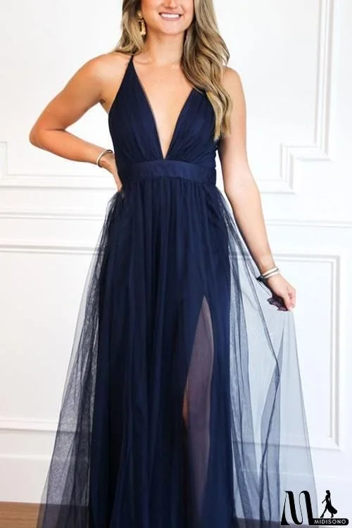 MidiSono - V Neck Backless Maxi Dress