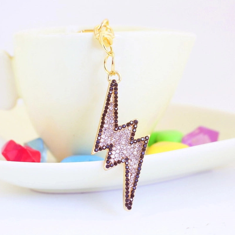 Minimalist Lightning Zinc Alloy Plating Inlay Rhinestones Unisex Bag Pendant Keychain