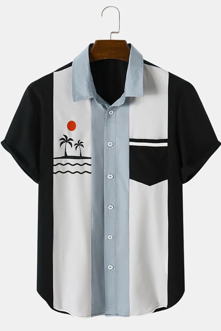 Tiboyz Colorblock Print Resort Short Sleeve Shirt