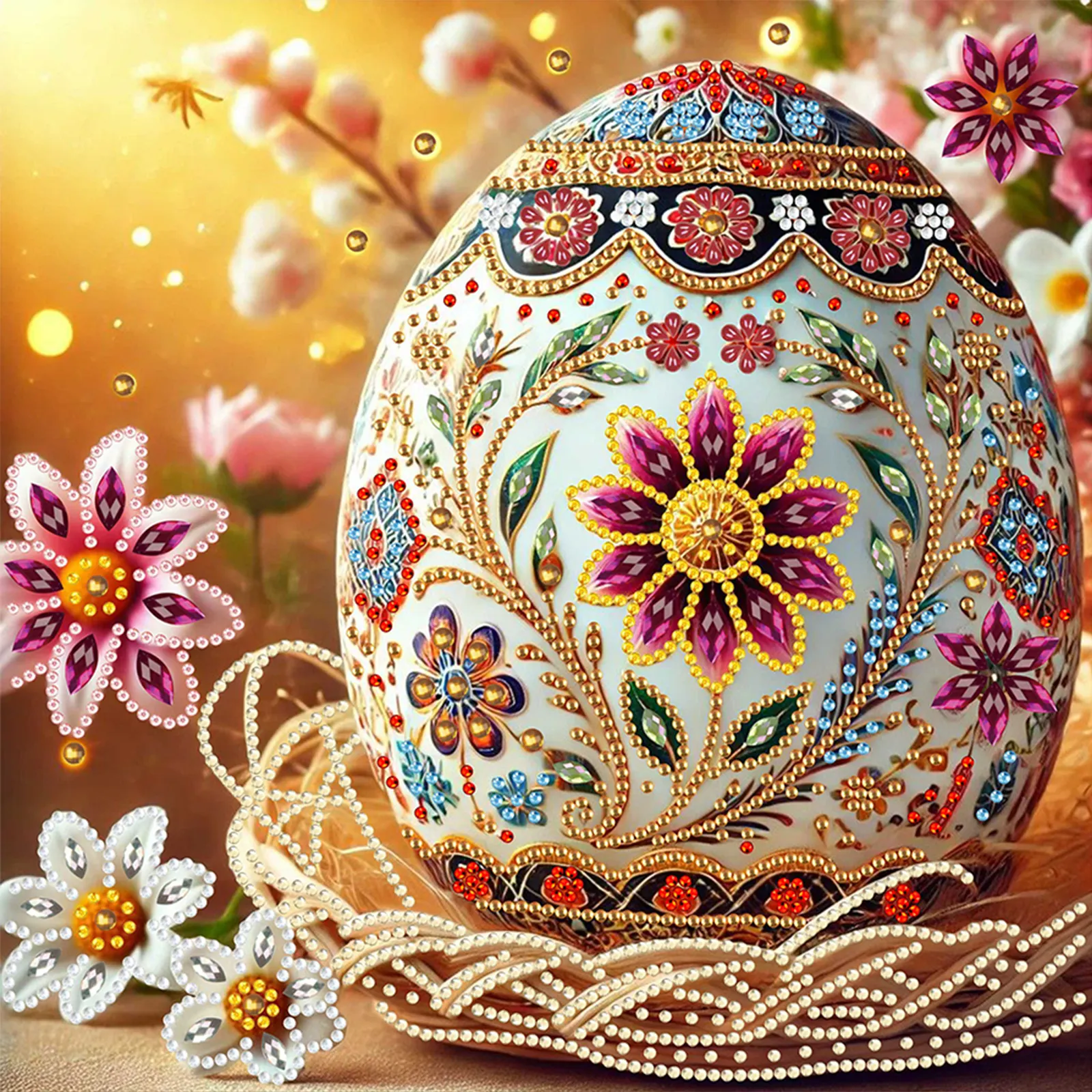 Diamond Painting - Partial Special Shaped - Yellow Easter Egg (30*30CM)
