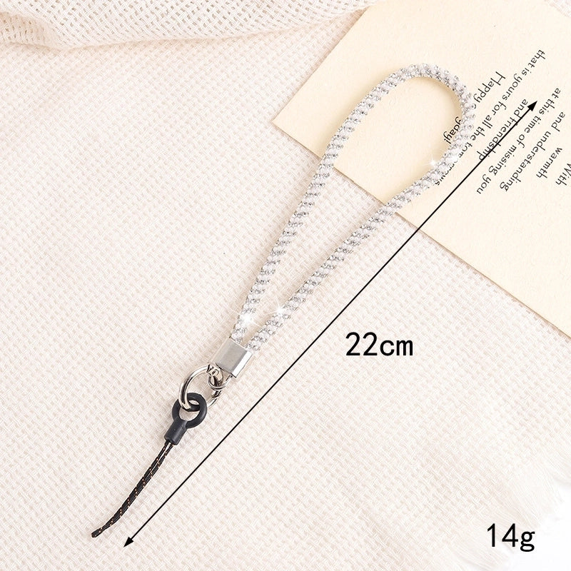 IG Style Solid Color Zinc Alloy Inlay Rhinestones Mobile Phone Chain