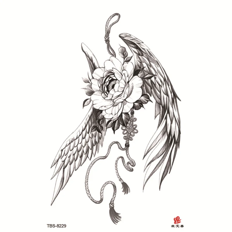 Sdrawing Temporary Tattoo Sticker Dark Snake Tattoos Flower Tatoos Body Art Geisha Water Transfer Clavicle Arm Fake Tatto