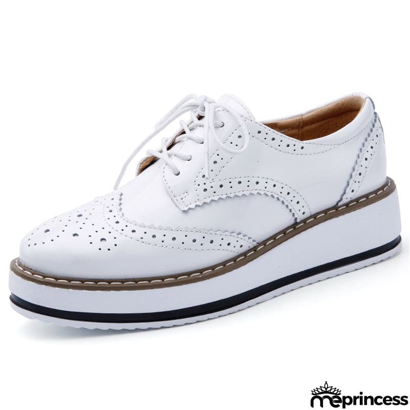 London Style Campus Thick Outsole Cow Leather Women Loafers