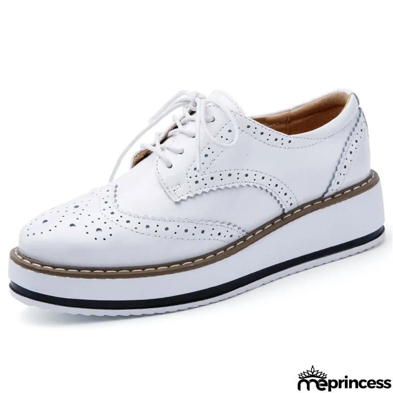 London Style Campus Thick Outsole Cow Leather Women Loafers