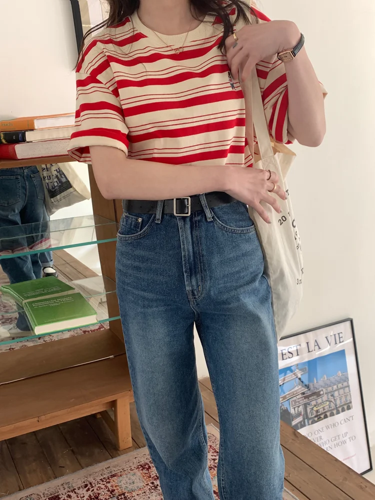 SUMMER STRIPED LOOSE T-SHIRT