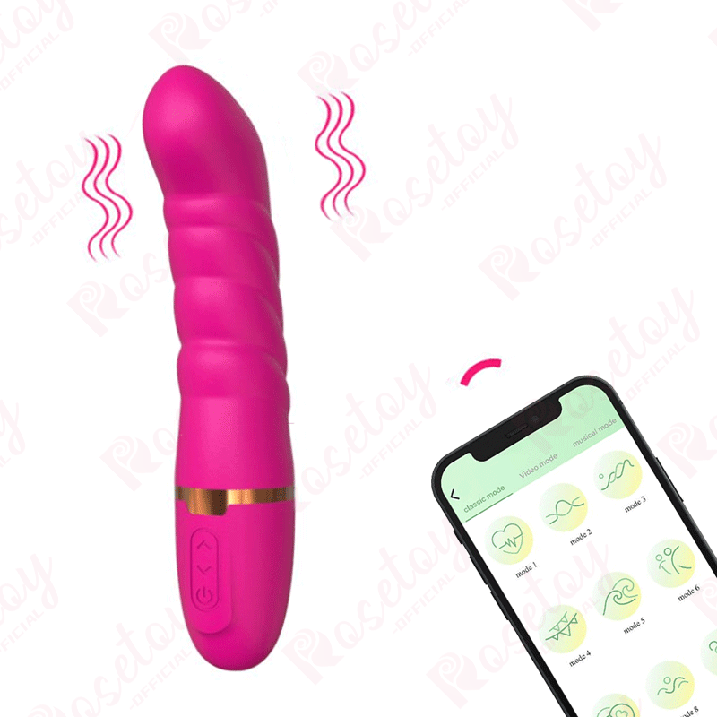 App Controlled Silicone Dildo Vibrator - Rose Toy