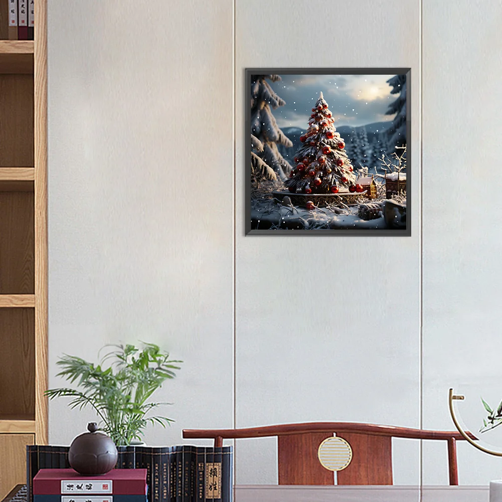Diamond Painting - Full Round Drill - Winter Snow Christmas Tree(Canvas|30*30cm)