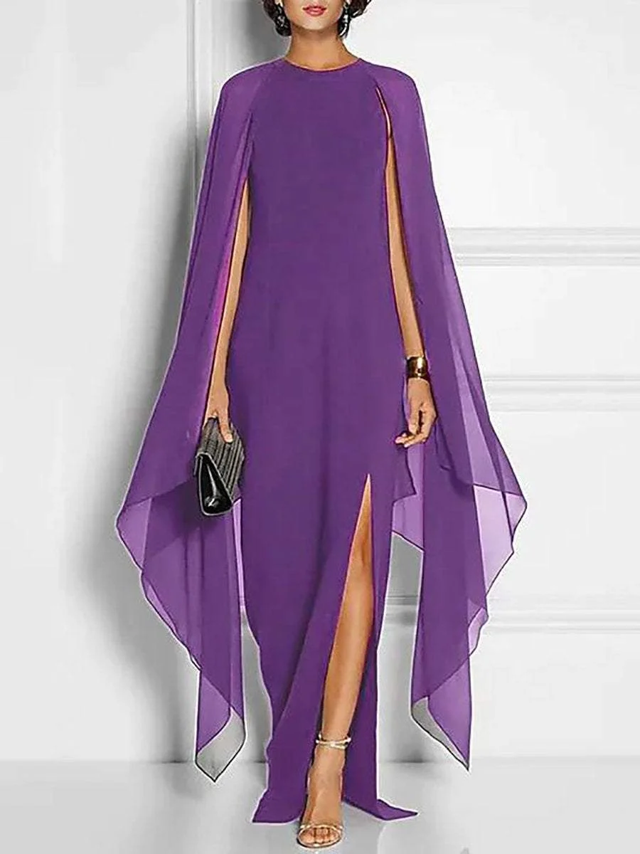 Round Neck with Cover-Up Maxi Dress Evening Dress