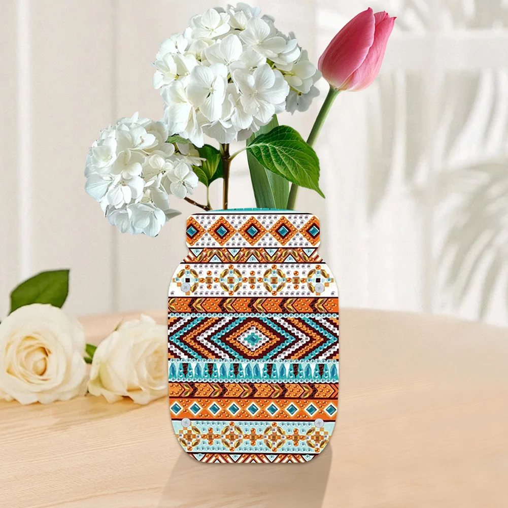 Mandala Acrylic Double Sided Special Shape Diamond Painting Vase for Home