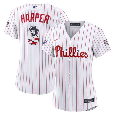 Women's Philadelphia Phillies #3 Bryce Harper Nike White 2026 All-Star Edition Stars & Stripes Stadium Jersey