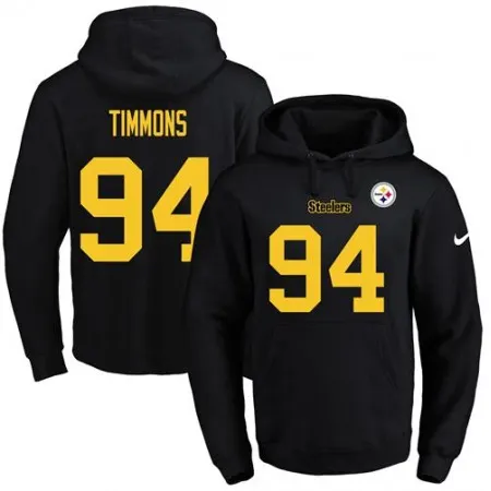 Steelers #94 Lawrence Timmons Black(Gold No.) Name & Number Pullover NFL Hoodie