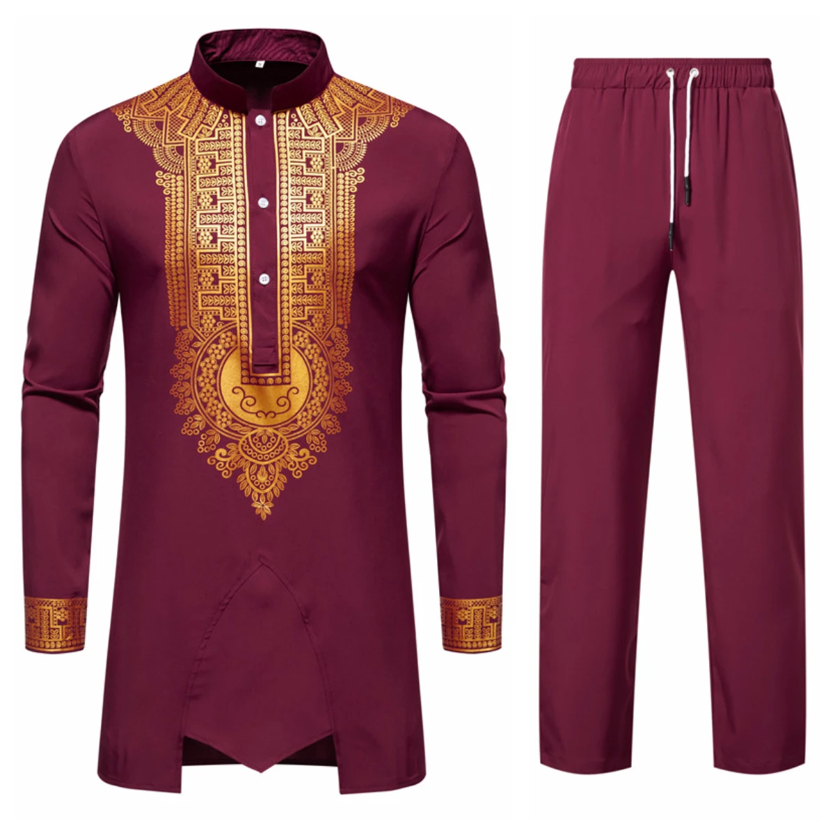 Streetwear Men Outfits – 3 Styles!2024 New Men's Ethnic Style Robe Set Long Sleeve Pants Casual Set Slim Fit Clothing | Inquiraton