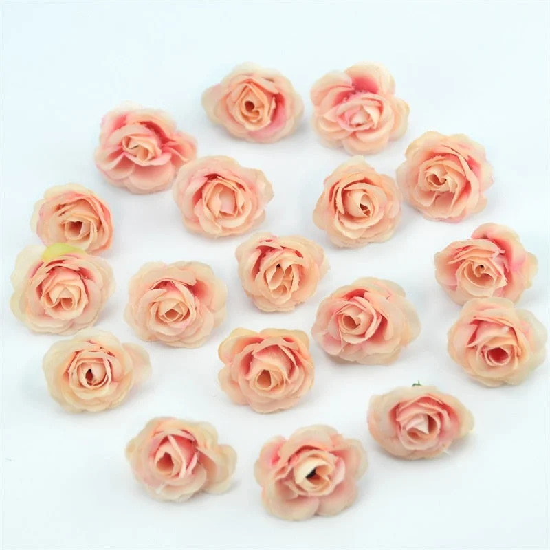 10/50/100pcs 2.5cm Mini Silk Artificial Rose Flower Heads For Wedding Party Home Decoration DIY Accessories Fake Flowers Craft