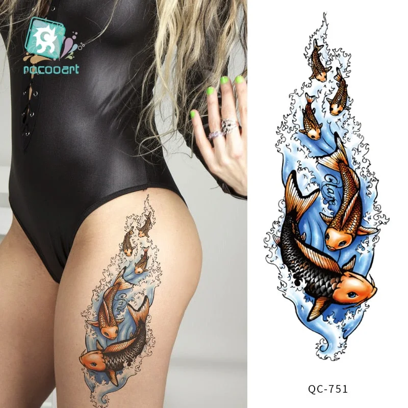 Rocooart 1pcs Hot Red lotus flower Water Transfer Tattoo Stickers Back Waist Women Art Temporary Tattoo Girl Sexy Flash Tatoos