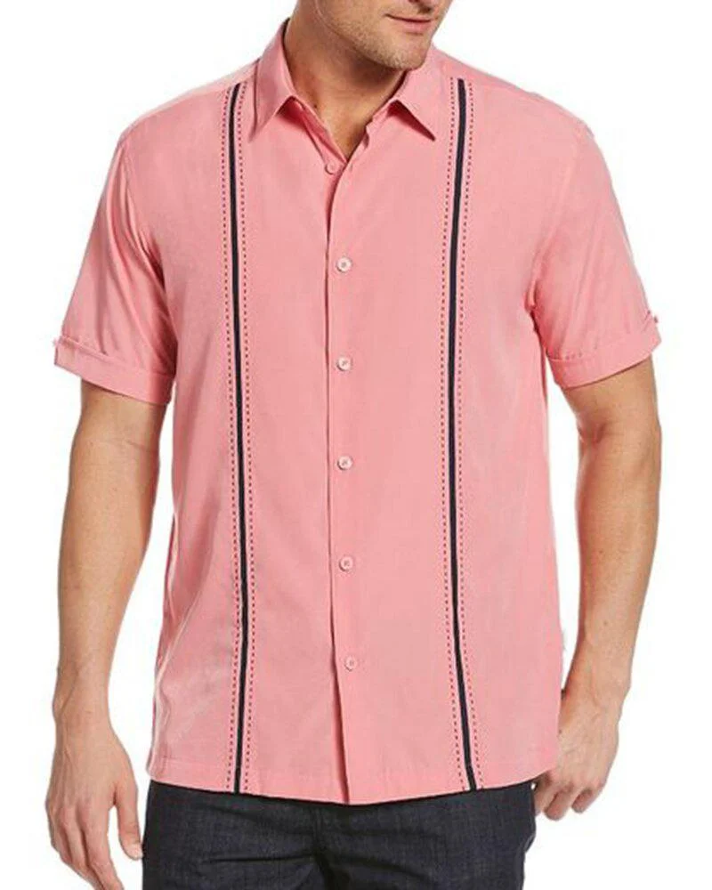 Men's Cotton and Linen Casual Shirt Short Sleeve-14