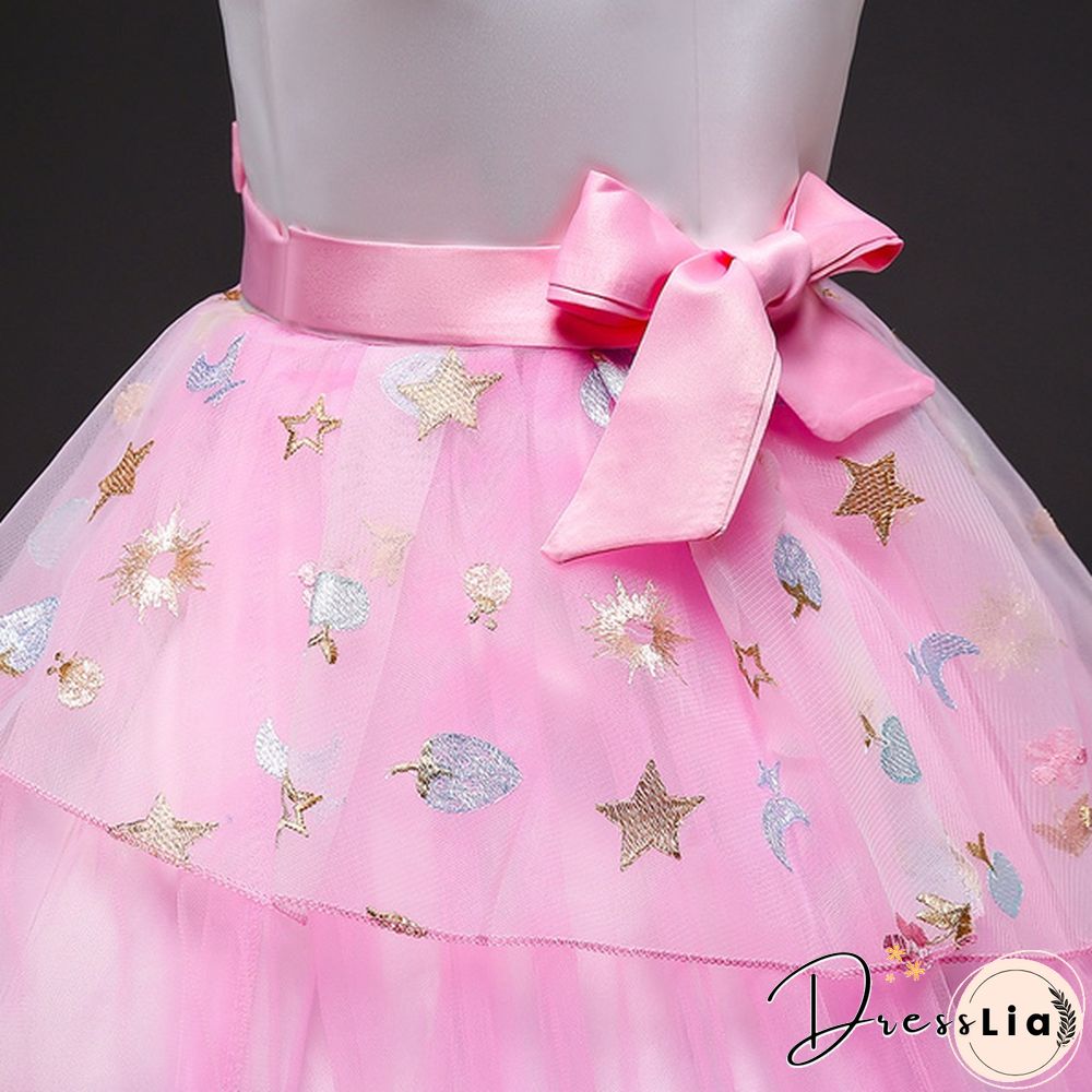 Unicorn Headband Princess Dress Children Summer Outfit kids fancy pony rainbow tulle tutu