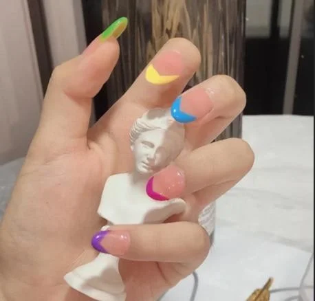 24Pcs Middle Length Ballerina Nude Pink Color False Nails Design With Heart Pattern DIY Artificial Fake Nails With Press Glue 1103 515-Nail Inspo