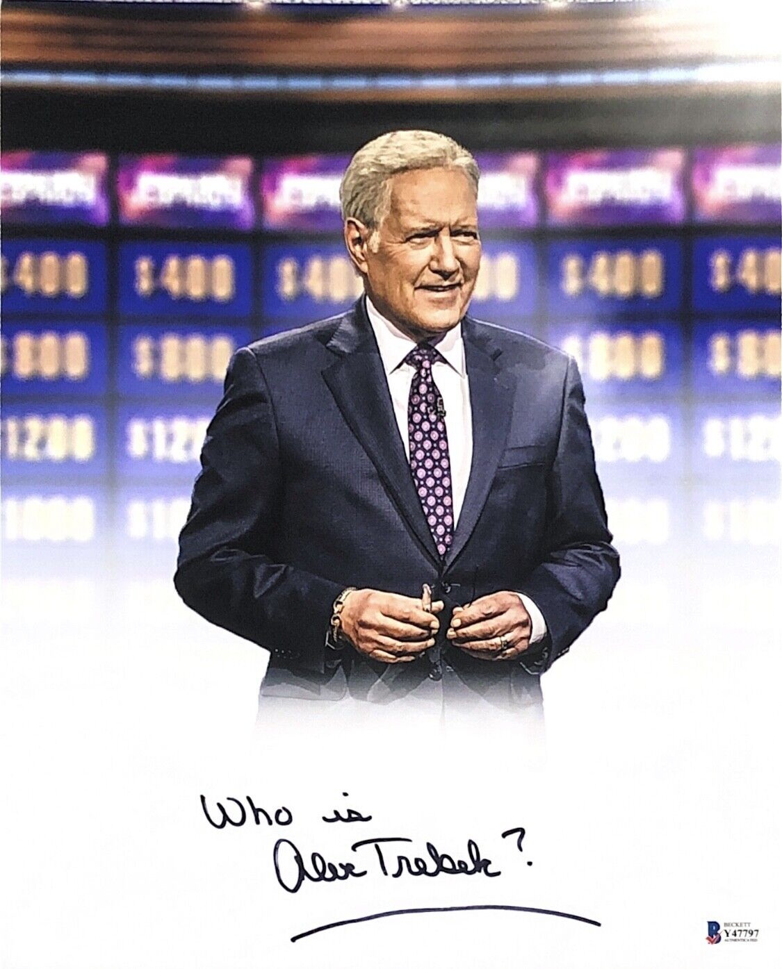 ALEX TREBEK HAND SIGNED AUTOGRAPHED 14X11 Photo Poster painting WITH BECKETT COA MUST SEE RARE 3