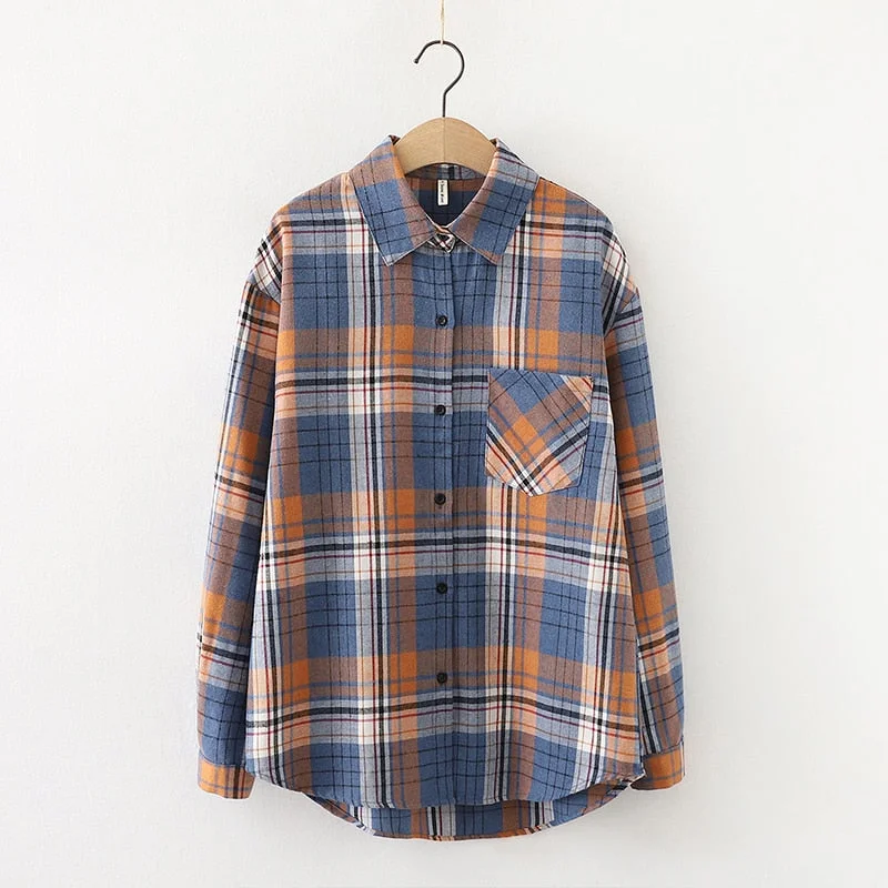 Plaid Shirts Womens Checked Blouses And Tops Long Sleeve Female Casual Print Shirt Loose Cotton Blusas Outwear Autumn News