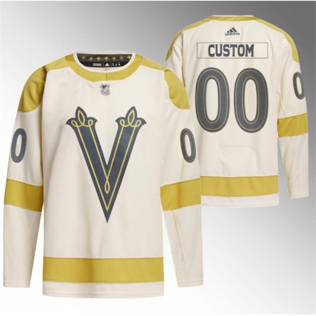 Men's Vegas Golden Knights Custom Cream 2024 Winter Classic   Stitched Jersey