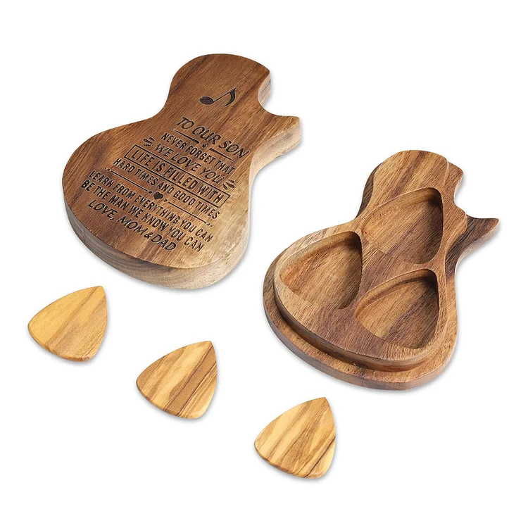 To Our Son - Never Forget that We Love You - Guitar Pick Box with 3 Picks