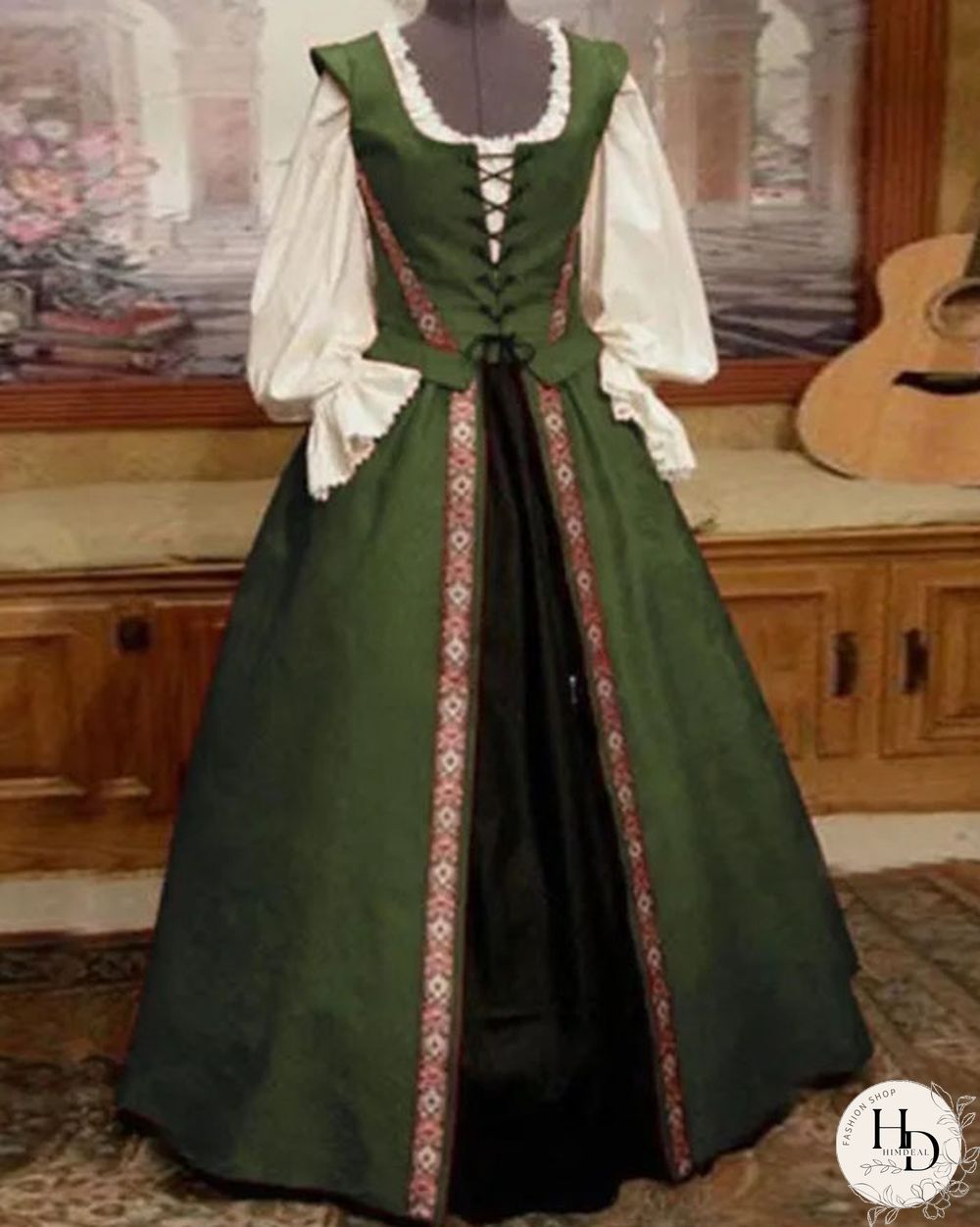 Halloween Square Neck Waisted Big Swing Dress