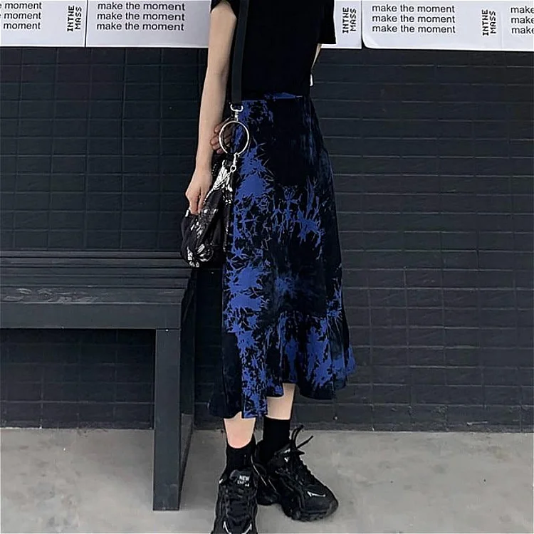 PUNK ROCK VINTAGE BLUE MIDI SKIRT