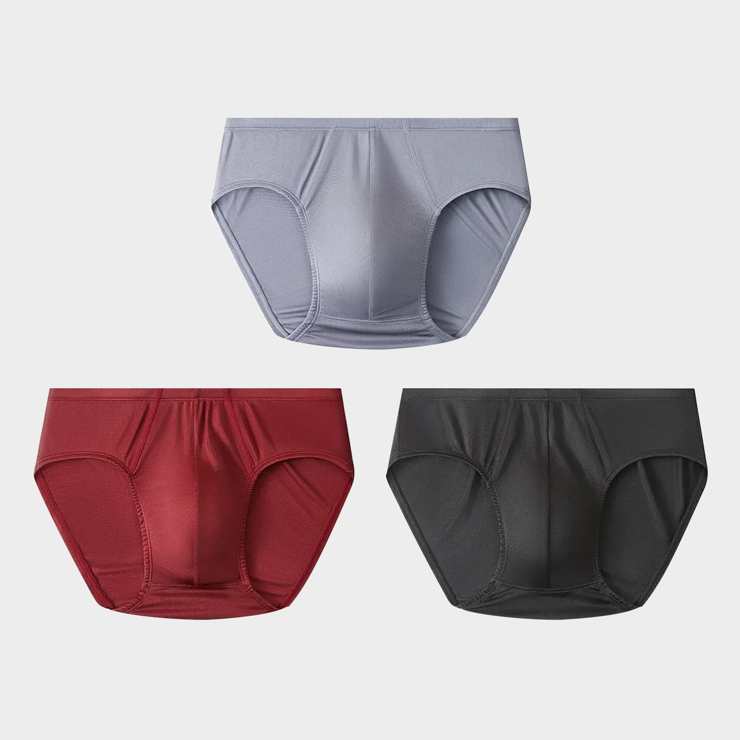 Men's 100% Silk Briefs Underwear Elasticated Mid Waist 3-Pack REAL SILK LIFE