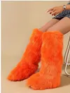 Women's Winter Trendy Y2K Faux Raccoon Fur Long Knee Snow Boots