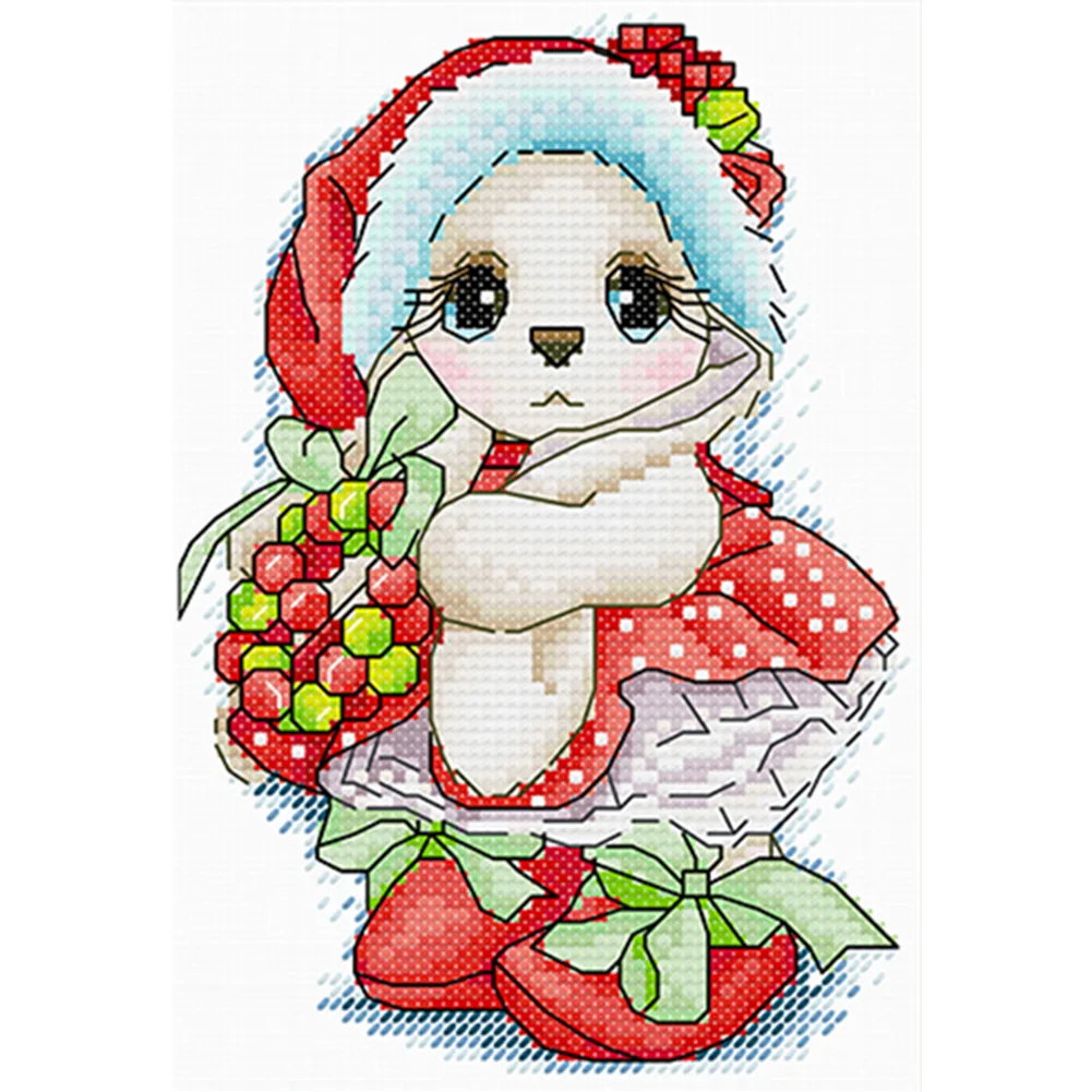 9pcs/Set Xmas Bunny - 11CT Stamped Cross Stitch (30*23cm)