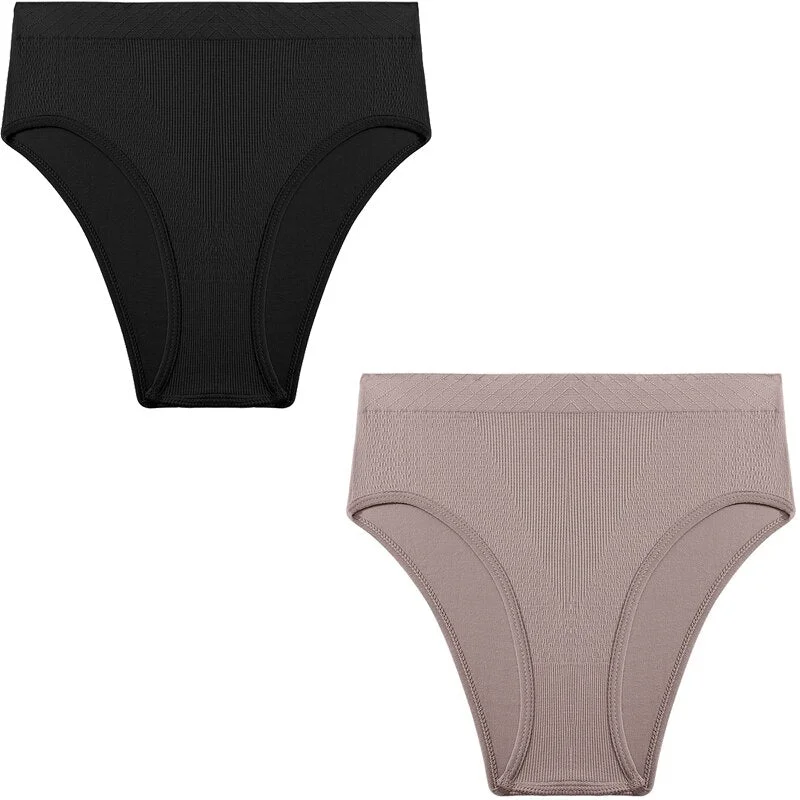2PCS/Set Seamless Women's Panties Plus Size Underwear Women Briefs Lingeries Cotton Mid-Rise Underpants Panty Intimates
