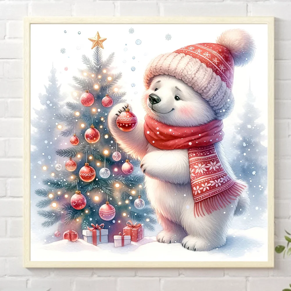 Diamond Painting - Full Square Drill - Christmas Bear(Canvas|30*30cm)
