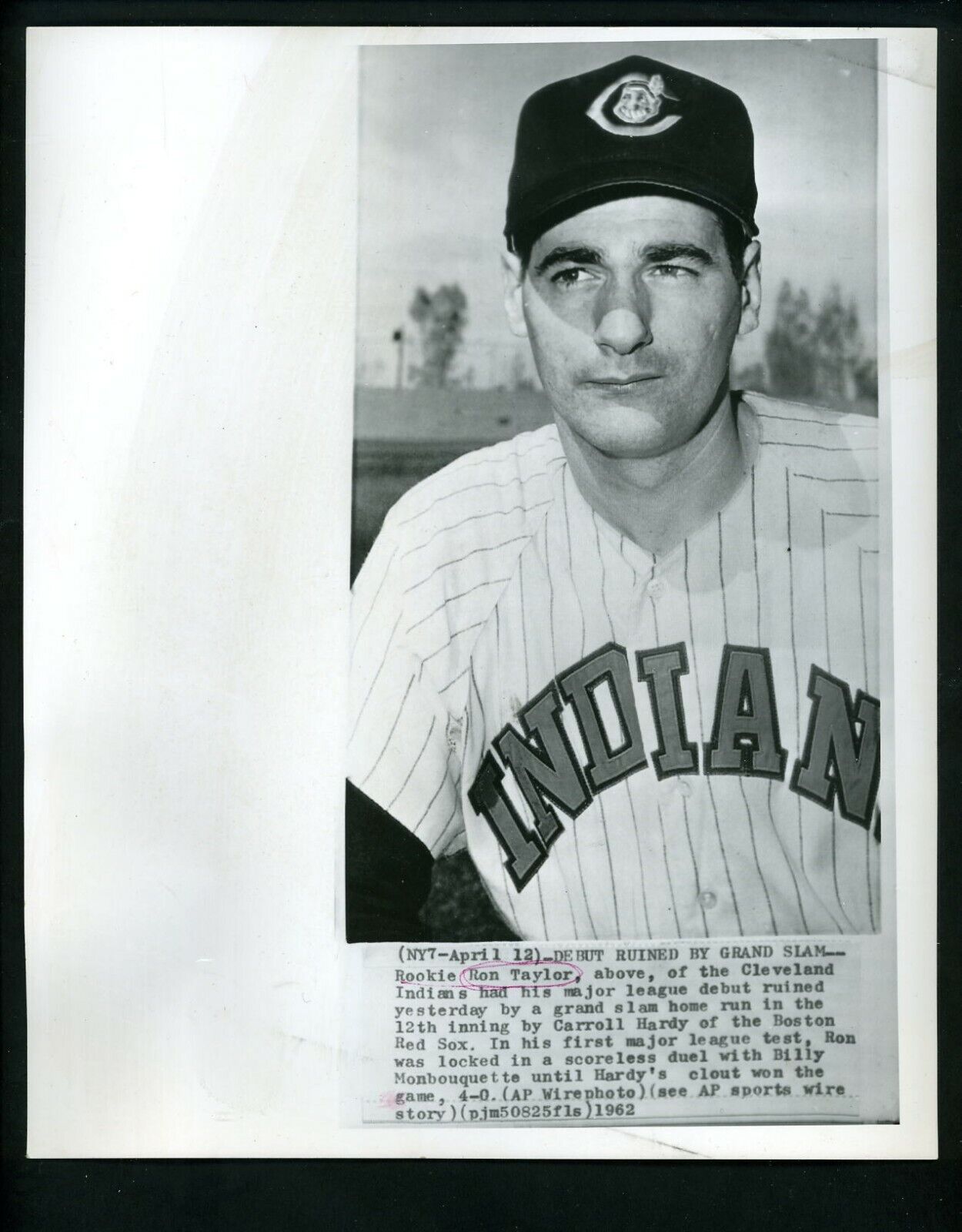 Rookie Ron Taylor Major League debut 1962 Press Photo Poster painting Cleveland Indians