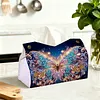 Shining Butterfly DIY PULeather Diamond Painting Tissue Box for Adults Beginners Gem Art Painting Napkin Holder for Living Room Bedroom Bathroom Table Decor