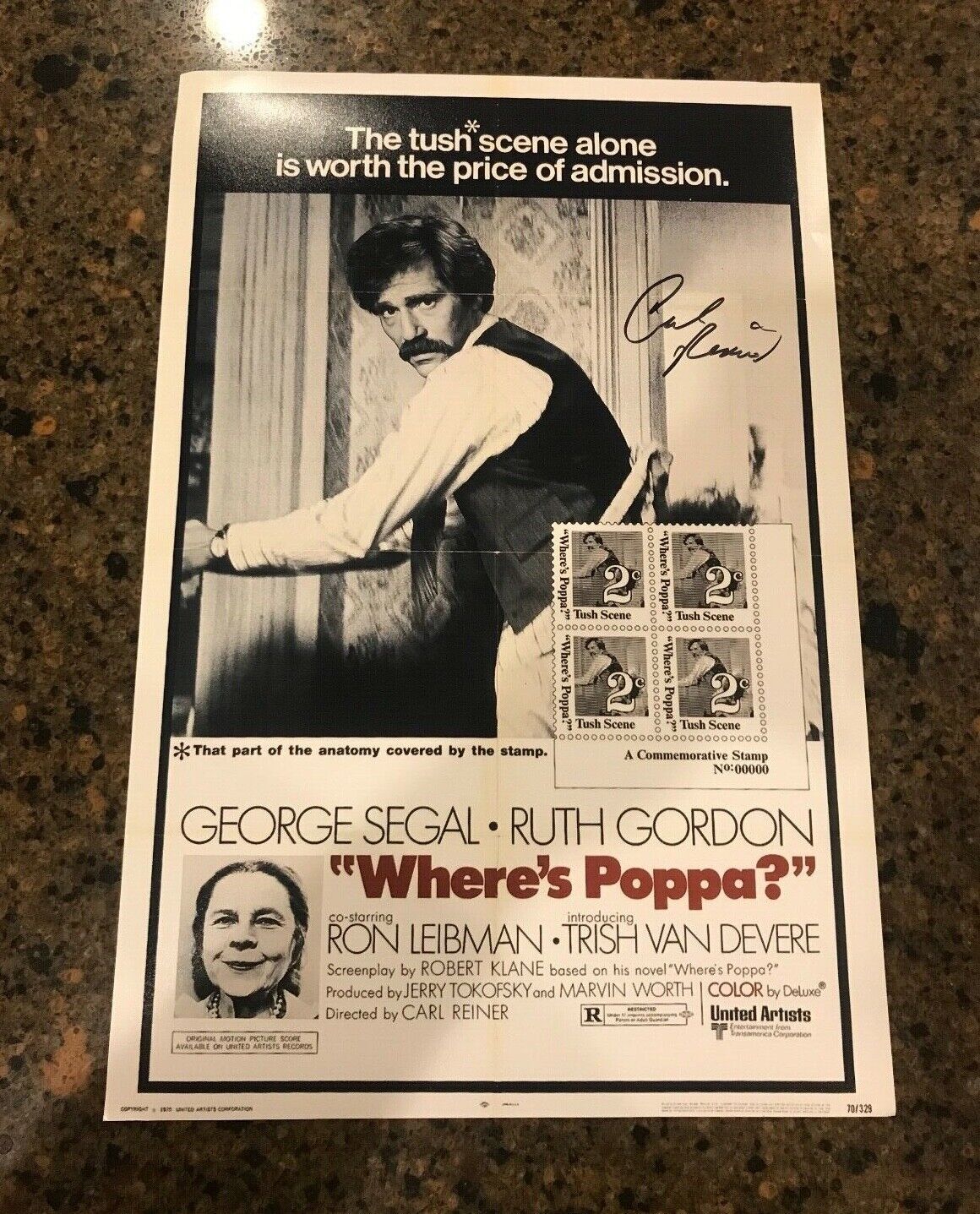 * CARL REINER * signed autographed 12x18 poster * WHERES POPPA? * COA