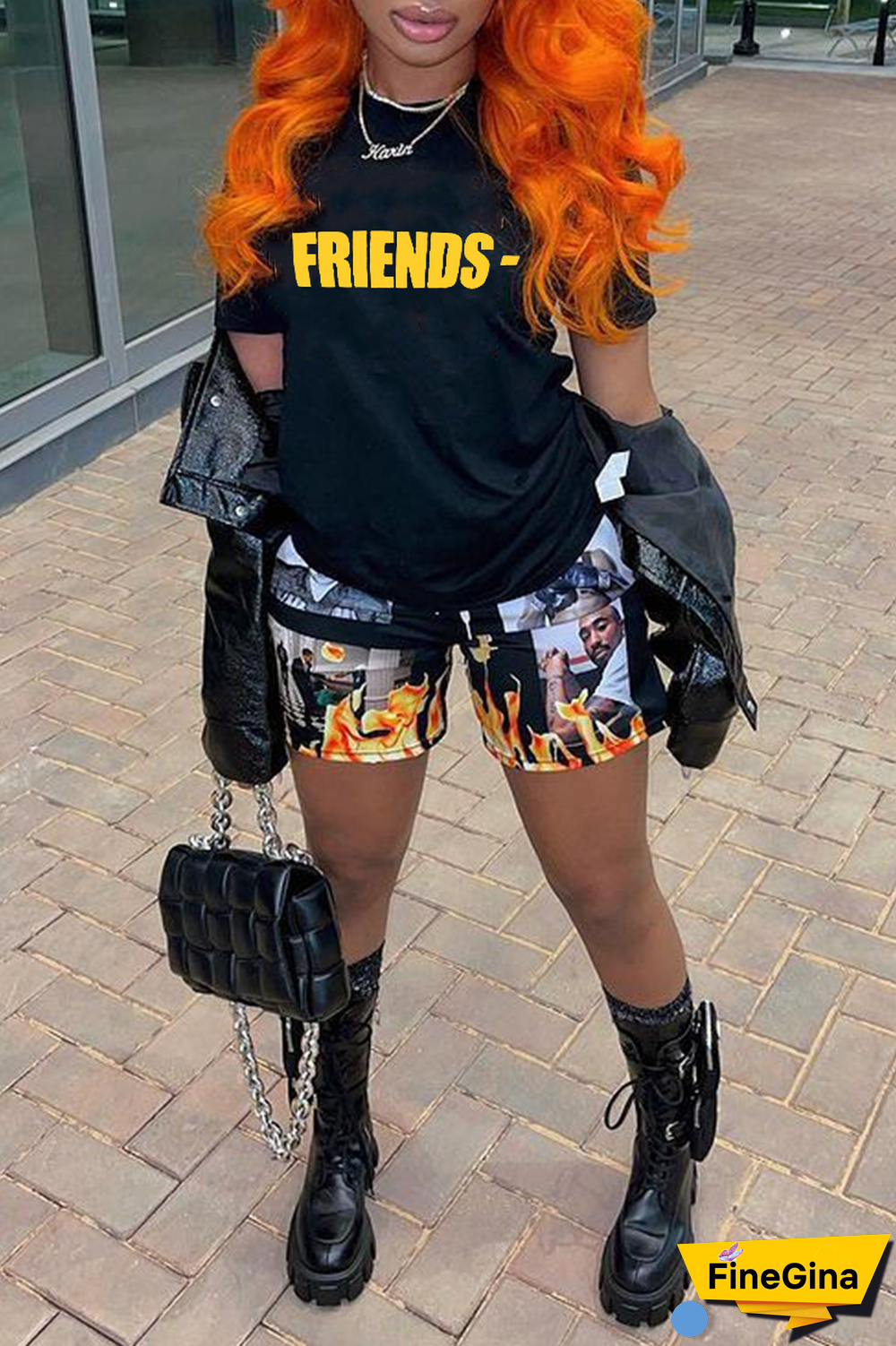 White Casual Street Print Patchwork Letter O Neck T-Shirts