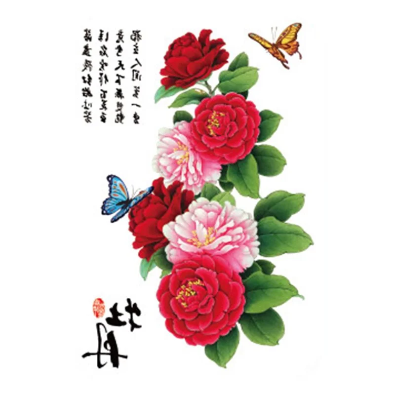 Pink Bloom Rose Water Transfer Fake Tattoo Stickers Women Body Chest Art Temporary Waist Bracelet Flash Tatoos Flower For Girl