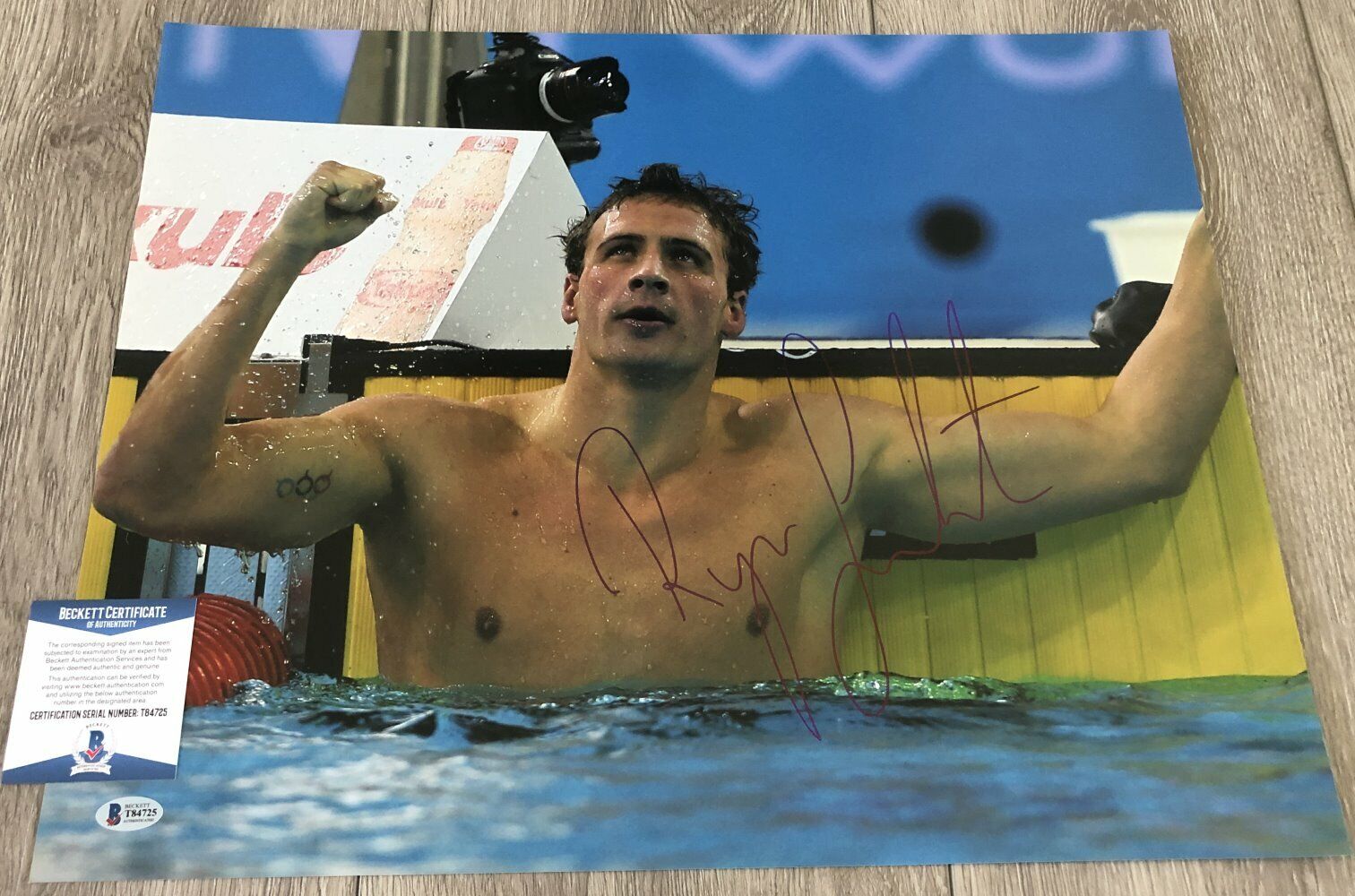 RYAN LOCHTE SIGNED USA SWIMMING OLYMPICS 16x20 Photo Poster painting EXACT PROOF BECKETT BAS COA