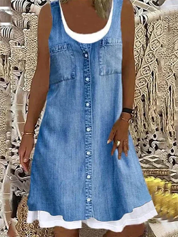 Women Casual Sleeveless Two-piece Dress