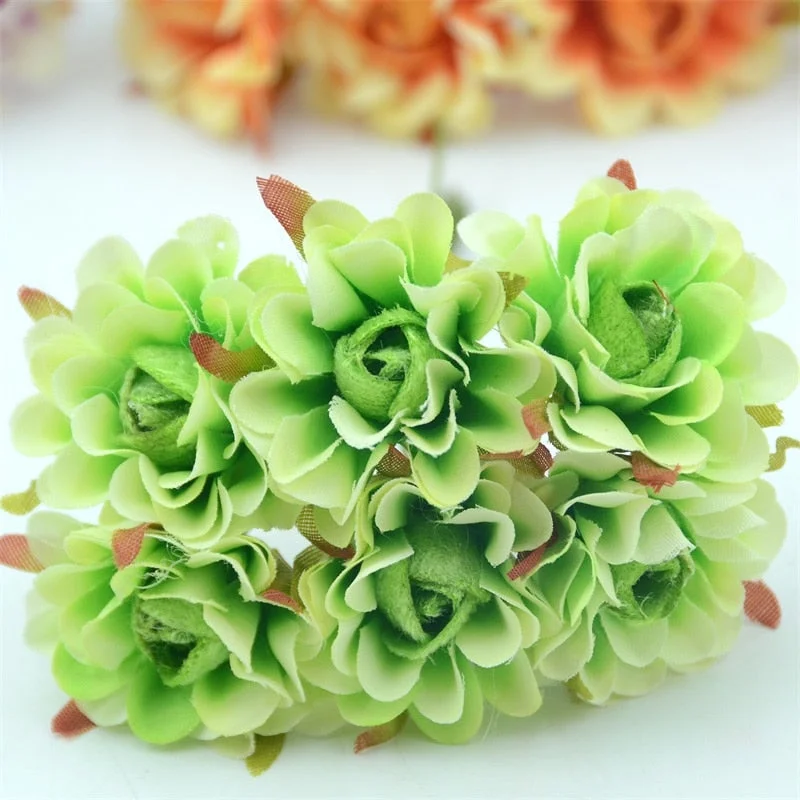 6pcs 4cm Silk Rose Artificial Poppy Flower Bouquet For Wedding Party Decoration Scrapbooking DIY Handmade Wreath Fake Flowers