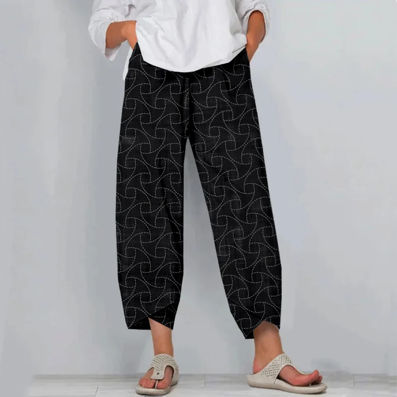 Vintage Japanese Traditional Sashiko Art Linen Pants