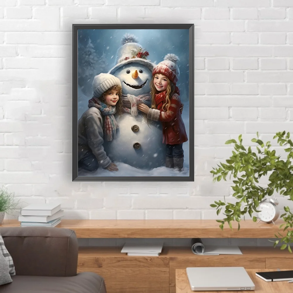 Diamond Painting - Full Round Drill - Kids Snowman(Canvas|30*40cm)