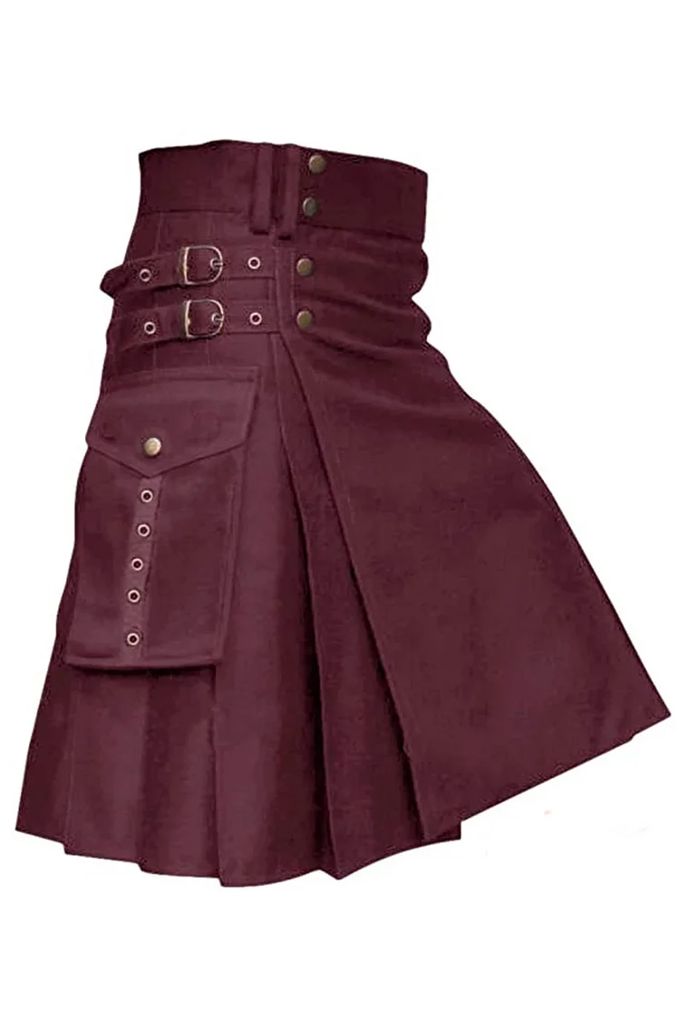 Christmas PU Leather Studded Hight Waist Pleated Midi Skirt