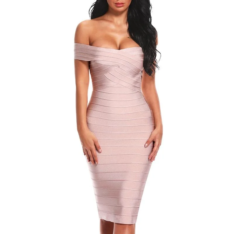 Talia - Off Shoulder Bandage Body-con Dress