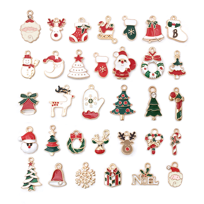 Tegooe Random Mix Christmas Enamel Charms - DIY Jewelry Making Accessories