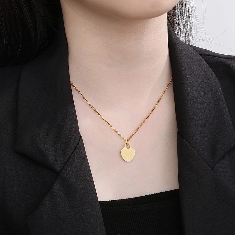 Basic Heart Shape Stainless Steel 18K Gold Plated Enamel Charms